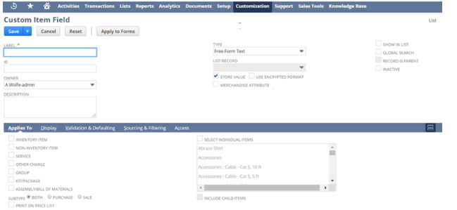 Tùy chỉnh NetSuite